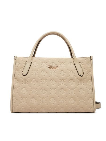 Guess Torebka Jodi HWPD97 69220 Beżowy jasny. Brązowe kuferki Guess, z aplikacjami, z materiału, bez dodatków. Za 409,99 zł.