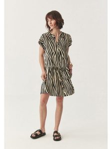 TATUUM Sukienka w kolorze czarno-kremowym rozmiar: 44. Brązowe sukienki Tatuum, bez wzorów, bez kołnierzyka, bez ramiączek, mini. Za 156,98 zł.
