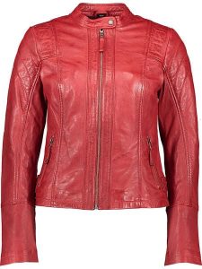 7eleven Skórzana kurtka "Elly" w kolorze czerwonym rozmiar: 44. Czerwone kurtki 7eleven, bez wzorów, z materiału, bez kaptura. Za 415,31 zł.