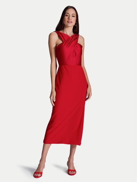 Swing Sukienka koktajlowa 5AI17900 Czerwony Slim Fit. Czerwone kombinezony Swing, bez wzorów, z syntetyku, wizytowe, bez kołnierzyka, bez ramiączek. Za 679,99 zł.