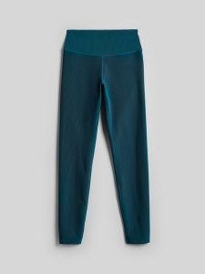 4F Legginsy do jogi szybkoschnące damskie - turkusowe M. Niebieskie legginsy 4f, bez wzorów, z materiału, z podwyższonym stanem. Za 129,99 zł.