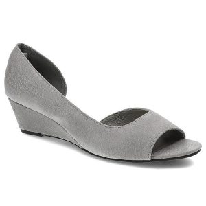 Szare Czółenka Maciejka Damskie Eleganckie Obuwie. Szare czółenka Maciejka, bez wzorów, z nubiku, bez obcasa, na koturnie, bez zapięcia. Za 169,00 zł.