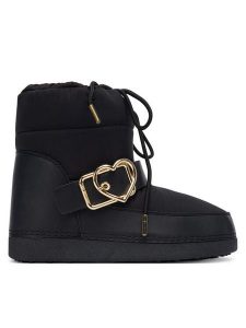 LOVE MOSCHINO Śniegowce JA24432G0NISK00A Czarny. Czarne buty zimowe LOVE MOSCHINO, z materiału, bez obcasa, bez zapięcia. Za 599,99 zł.
