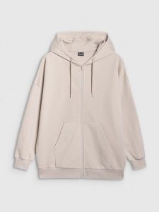 4F Bluza dresowa rozpinana z kapturem damska - beżowa L. Brązowe bluzy 4f, l, bez wzorów, z bawełny, z kapturem. W wyprzedaży za 119,99 zł.