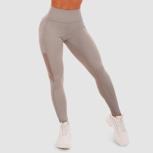 Legginsy damskie fitness z panelami szare Mesh Panel. Szare legginsy GYMBEAM, bez wzorów, z elastanu. Za 112,90 zł.