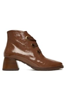 Hispanitas Trzewiki HI254326 Brązowy. Brązowe botki Hispanitas, bez wzorów, z lakierowanej skóry, bez obcasa, na słupku, bez zapięcia. Za 549,99 zł.