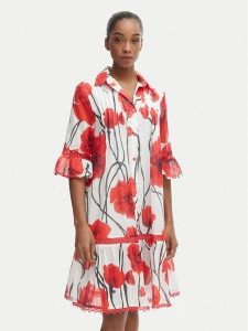 Iconique Sukienka letnia IC26-087 Czerwony Regular Fit. Czerwone sukienki Iconique, na lato, m, bez wzorów, z bawełny, bez kołnierzyka, bez ramiączek. Za 599,99 zł.