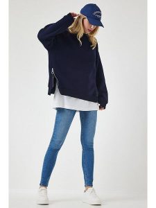 Happiness Istanbul Bluza w kolorze granatowym rozmiar: 40. Niebieskie bluzy Happiness Istanbul, bez wzorów, z bawełny, bez kaptura. Za 83,62 zł.
