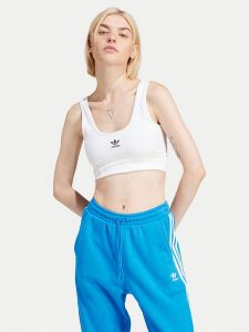 Adidas Biustonosz top adicolor Trefoil IN4116 Biały. Białe topy ADIDAS, l, bez wzorów, z bawełny, bez kołnierzyka, bez ramiączek. Za 99,99 zł.