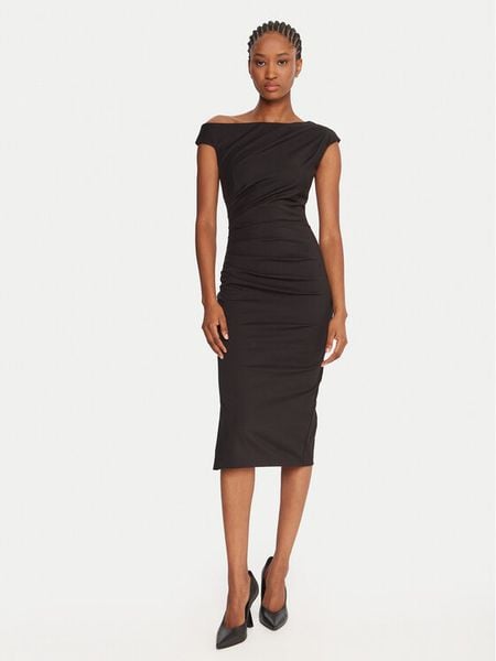 Rinascimento Sukienka koktajlowa CFC0125334003 Czarny Slim Fit. Czarne kombinezony Rinascimento, s, bez wzorów, z syntetyku, wizytowe, bez kołnierzyka, bez ramiączek. Za 419,99 zł.