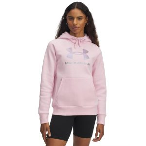 Bluza damska z kapturem Under Armour Rival Fleece Shimmer. Czerwone bluzy Under Armour, bez wzorów, z kapturem. Za 276,50 zł.