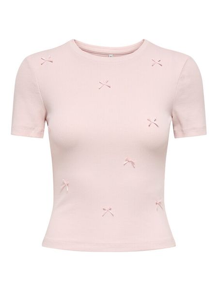 ONLY T-Shirt Femke 15369336 Różowy jasny Slim Fit. Czerwone t-shirty ONLY, xl, bez wzorów, z bawełny, bez kołnierzyka, bez ramiączek. Za 75,99 zł.