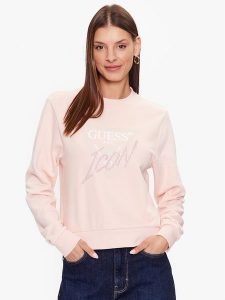 Guess Bluza W3YQ01 KB683 Różowy Regular Fit. Czerwone bluzy Guess, m, z aplikacjami, z bawełny, bez kaptura. Za 199,99 zł.