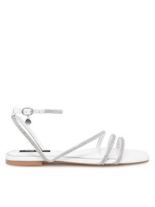 Nine West Sandały WFA2766-1 Biały. Białe sandały Nine West, bez wzorów, z syntetyku, bez obcasa, na płaskiej podeszwie, bez zapięcia. Za 199,99 zł.