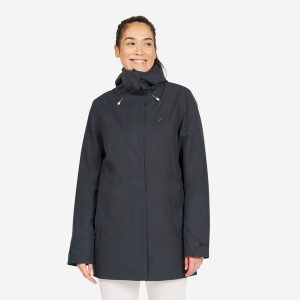 Ciepła parka przeciwdeszczowa damska Tribord Sailing 500. Szare kurtki TRIBORD, m, bez wzorów, z materiału, bez kaptura. Za 399,99 zł.