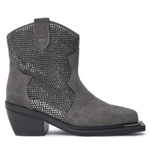Kowbojki Alma En Pena. Szare botki Alma en Pena, bez wzorów, bez obcasa, na płaskiej podeszwie, bez zapięcia. Za 579,99 zł.