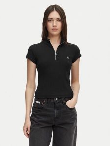 Calvin Klein Jeans T-Shirt LV047G240G Czarny Slim Fit. Czarne t-shirty Calvin Klein Jeans, m, bez wzorów, z bawełny, bez kołnierzyka, bez ramiączek. Za 209,99 zł.
