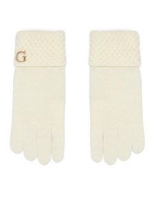 Guess Rękawiczki AW5649 WOL02 Kremowy. Białe rękawiczki Guess, z aplikacjami, z dzianiny. Za 194,99 zł.