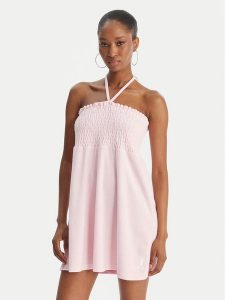 Juicy Couture Sukienka letnia Smocked Terry JCGED126007 Różowy Regular Fit. Czerwone kombinezony Juicy Couture, na lato, s, bez wzorów, z bawełny, bez kołnierzyka, bez ramiączek. Za 299,99 zł.