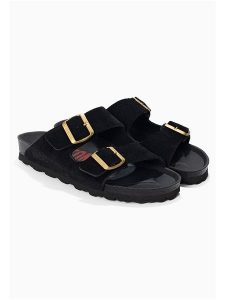 BAYTON Skórzane klapki "Atlas" w kolorze czarnym rozmiar: 37. Czarne klapki Bayton, bez wzorów, z otwartym noskiem, bez obcasa. Za 177,74 zł.