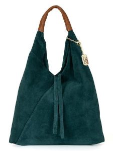 Anna Morellini Skórzany shopper bag "Eleonora" w kolorze zielonym - 40 x 31 x 2 cm rozmiar: onesize. Zielone shopper bag Anna Morellini, bez wzorów, z materiału, na ramię, bez dodatków. Za 206,45 zł.