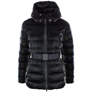 Damska kurtka puchowa Peak Mountain Agnela. Czarne kurtki Peak Mountain, na zimę, bez wzorów, z puchu, bez kaptura. Za 419,50 zł.