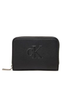 Calvin Klein Jeans Portfel Sculpted Med Flap Zip Around LV04K1004G Czarny. Czarne portfele Calvin Klein Jeans, bez wzorów, z jeansu. Za 149,99 zł.