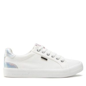 Tenisówki Cross Jeans. Białe trampki Cross Jeans, bez wzorów, z jeansu, bez zapięcia. Za 149,99 zł.