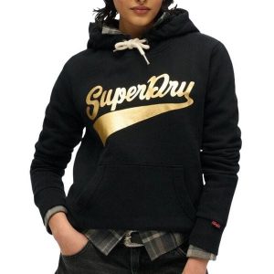 Bluza damska z kapturem Superdry Super Athletics. Czarne bluzy Superdry, l, bez wzorów, z kapturem. Za 337,80 zł.