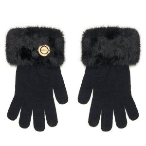 Rękawiczki Damskie Guess. Czarne rękawiczki Guess, z aplikacjami, z dzianiny. Za 239,99 zł.