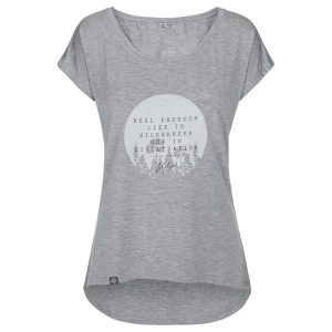 Damski t-shirt Kilpi ROISIN-W. Szare t-shirty Kilpi, xs, bez wzorów, bez kołnierzyka, bez ramiączek. Za 60,57 zł.