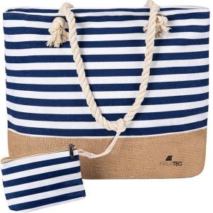 Torba Plażowa na Plażę Duża Torebka. Niebieskie torby podróżne i sportowe MALATEC, bez wzorów, z bawełny, na ramię, duże. Za 29,90 zł.