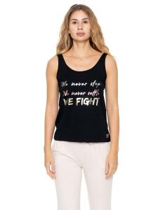 Elegancki damski top bez rękawów. Czarne topy LEONE 1947 APPAREL, xs, bez wzorów, z bawełny, eleganckie, bez kołnierzyka, bez ramiączek. Za 105,21 zł.