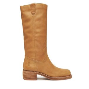 Kozaki Nokwol. Brązowe kozaki Nokwol, bez wzorów, bez obcasa, na płaskiej podeszwie, bez zapięcia. Za 699,99 zł.