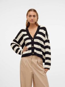 Vero Moda Kardigan w kolorze czarno-kremowym rozmiar: L. Czarne kardigany Vero Moda, ze splotem. Za 87,81 zł.