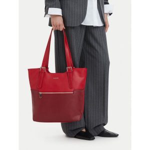 Torebka Lasocki. Czerwone shopper bag Lasocki, bez wzorów, bez dodatków. Za 199,99 zł.