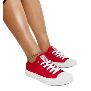 Czerwone damskie trampki Cross Jeans. Czerwone trampki bez wzorów, z jeansu, bez zapięcia. Za 124,54 zł.