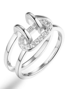 Les Favorites Srebrny pierścionek z cyrkoniami rozmiar: 52. Szare pierścionki Les Favorites, z cyrkonią, srebrne. Za 101,47 zł.