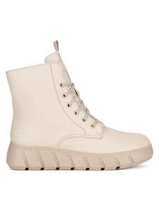 Rieker Trzewiki Y3501-60 Beżowy. Brązowe botki Rieker, bez wzorów, ze skóry, bez obcasa, na płaskiej podeszwie, bez zapięcia. Za 293,99 zł.