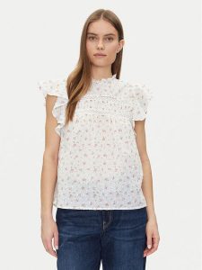 Vero Moda Bluzka Trine 10301205 Biały Standard Fit. Białe bluzki Vero Moda, m, bez wzorów, z bawełny, bez kołnierzyka, bez ramiączek. Za 129,99 zł.