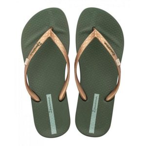Japonki basenowe damskie Ipanema Anat Brasilidade. Zielone klapki Ipanema, bez wzorów, z materiału, bez obcasa. Za 62,99 zł.