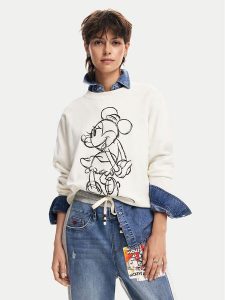 Desigual Sweter Minnie Mouse 24WWJF77 Écru Regular Fit. Swetry klasyczne Desigual, xl, z wiskozy, bez kołnierzyka. Za 379,99 zł.