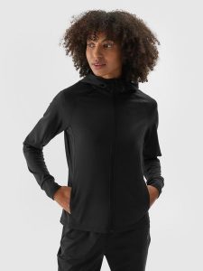4F Bluza treningowa slim szybkoschnąca damska - czarna XL. Czarne bluzy 4f, xl, bez wzorów, z dzianiny, z kapturem. Za 199,99 zł.
