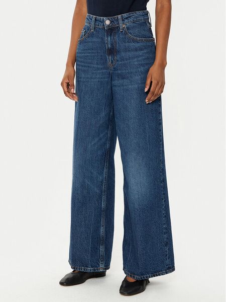 Tommy Hilfiger Jeansy WW0WW43712 Granatowy Wide Leg. Niebieskie jeansy TOMMY HILFIGER, bez wzorów, z bawełny. Za 419,99 zł.