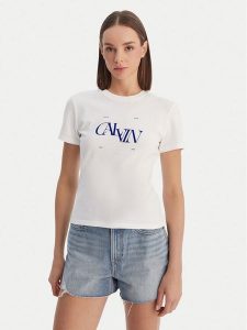 Calvin Klein Jeans T-Shirt Seasonal LV047F808G Biały Slim Fit. Białe t-shirty Calvin Klein Jeans, s, bez wzorów, z bawełny, bez kołnierzyka, bez ramiączek. Za 209,99 zł.