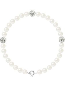 Mitzuko Bransoletka z perłami i kryształkami w kolorze białym rozmiar: onesize. Białe bransoletki Mitzuko, z kryształem, srebrne. Za 282,95 zł.