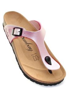 Sunbay Japonki "Camelia" w kolorze jasnoróżowym rozmiar: 39. Różowe klapki Sunbay, bez wzorów, ze skóry, z otwartym noskiem, bez obcasa. Za 144,92 zł.