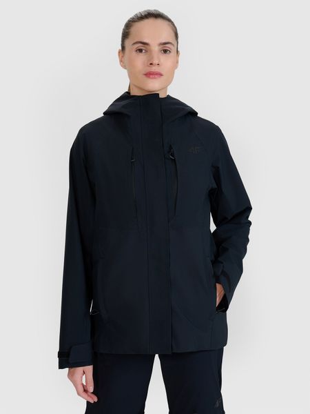 4F Kurtka trekkingowa membrana 10000 damska - czarna XL. Czarne kurtki 4f, m, bez wzorów, z dzianiny, bez kaptura. W wyprzedaży za 299,99 zł.