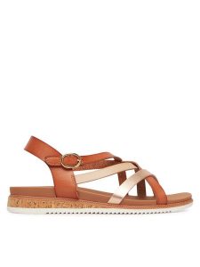 Skechers Sandały Desert Kiss Low 114709/CSNT Brązowy. Brązowe sandały Skechers, bez wzorów, ze skóry, bez obcasa, na płaskiej podeszwie, bez zapięcia. Za 199,99 zł.