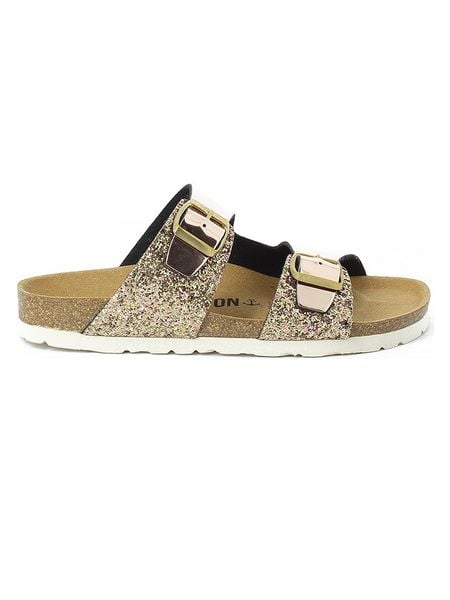 BAYTON Klapki "Ilithyie w kolorze różowozłotym rozmiar: 37. Czerwone klapki Bayton, bez wzorów, z otwartym noskiem, bez obcasa. Za 113,36 zł.